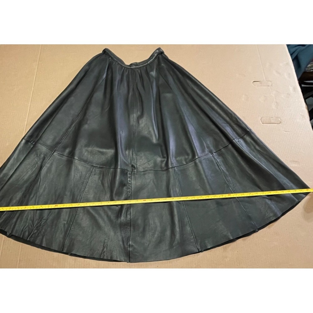 Vintage German Size 36 (4) Black Leather Maxi Pieced Circle Skirt - Picture 7 of 12